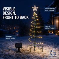 Décorations de Noël LED solaires en spirale pour sapin, avec étoile sur le dessus, étanches IP65, blanc chaud multicolore