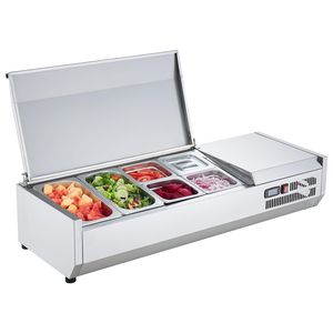 Nouveau produit bar à salade de haute qualité réfrigérateur 4 casseroles en acier inoxydable <span class=keywords><strong>pizza</strong></span> salade <span class=keywords><strong>vitrine</strong></span> - Product Image 1