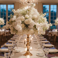 Arrangement de rangée de fleurs en soie pour centre de table blanc artificiel Décor de mariage Chemin d'allée Coureur de fausses fleurs pour mariage