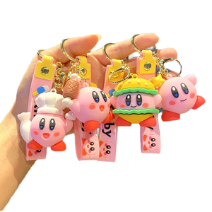 Nouveau Kawaii rose <span class=keywords><strong>Kirbys</strong></span> étoile aventure Animal pendentif PVC Gel de silice porte-clés pour femmes voiture sac enfants jouets avec motif chat - Product Image 4