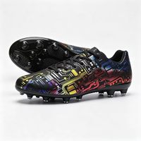 Chaussures de football unisexes à crampons longs pour terrain synthétique, tige en mesh respirant, doublure en maille, chaussures d'entraînement