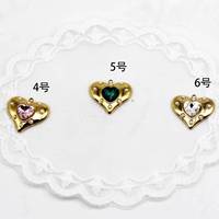 Pendentifs en émail vintage français FSSCM-6, pendentifs en forme de cœur, de rond et de nœud pour colliers, accessoires de fabrication DIY en acier inoxydable doré