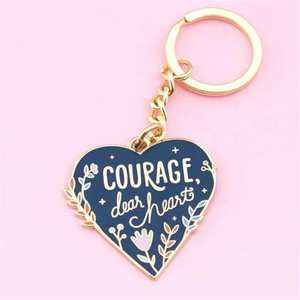 Porte-clés en <span class=keywords><strong>m</strong></span>étal personnalisé avec logo, style occidental en forme de cœur, porte-clés émaillé, logo personnalisé, porte-clés inspirant, courage - Product Image 2