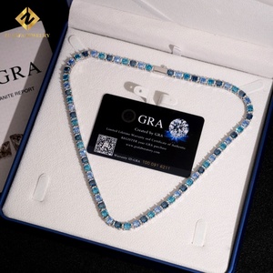 Nouveauté, collier tennis en argent 925 avec moissanite bleue taille Asscher de luxe, testeur de diamant inclus, pierre GRA - Product Image 2
