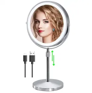 8.5" Rechargeable Lighted Height Adjustable Makeup Mirror
