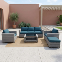 Ensemble de mobilier de jardin 7 pièces en rotin PE moderne pour salon extérieur, canapé d'angle modulable pour conversation
