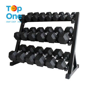 TopOne Wholesale Workout Fitness 5 10 20 30 40 100kg Set Cast Iron Rubber <b>Hex</b> Painted <b>Dumbbells</b> - Product Image 2
