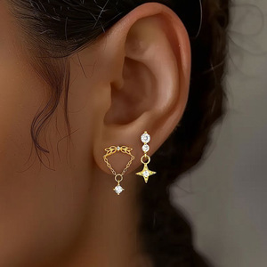 <b>Titanium</b> Heart <b>Stud</b> Earrings With Zircon Crystal Claw Setting For Party Fashion Jewelry - Product Image 4