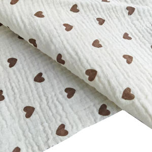 Tissu en pur <span class=keywords><strong>coton</strong></span> biologique <span class=keywords><strong>double</strong></span> crêpe imprimé en <span class=keywords><strong>gaze</strong></span> à deux couches <span class=keywords><strong>de</strong></span> mousseline écologique à impression personnalisée - Product Image 1