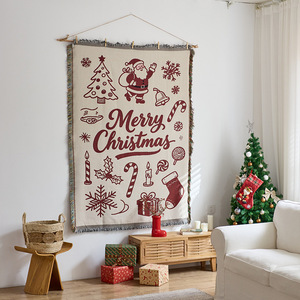 Tapisserie murale Joyeux Noël en tissu tissé rectangulaire à motif traditionnel pour usage intérieur - Product Image 3