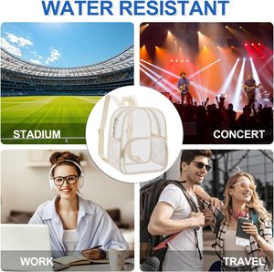 กระเป๋าเป้สะพายหลังใส PVC สำหรับสนามกีฬา มีซิปปิด ช่องด้านหน้า กันน้ำ โปร่งใส สำหรับคอนเสิร์ต กีฬา และการเดินทาง - Product Image 4