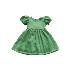 Robe d'été en crêpe pour filles, col en O, manches bouffantes, nœud papillon, couleur unie, style princesse doux et décontracté pour enfants, vente en gros - Product Image 4