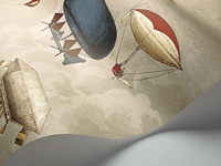 Papier peint vintage à l'effigie d'un ballon à air chaud, décoration murale personnalisée rétro steampunk, vaisseau volant, pour la décoration intérieure de la chambre d'enfant