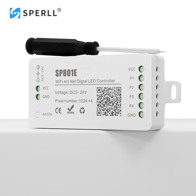 SP801E Art-Net Digital Pixel WIFI LED Smart Light Dimmer Controlador LED Addressable Controller STA Mode WS2812B WS2811 SK6812