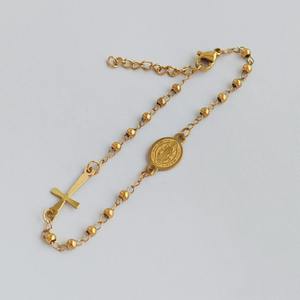 <span class=keywords><strong>Pulsera</strong></span> <span class=keywords><strong>de</strong></span> Acero Inoxidable Chapada en Oro <span class=keywords><strong>de</strong></span> 18k, Cadena <span class=keywords><strong>de</strong></span> Cuentas <span class=keywords><strong>de</strong></span> 3mm, Cruz Religiosa, Rosario, Joyería Cristiana, el <span class=keywords><strong>Mejor</strong></span> Regalo - Product Image 3