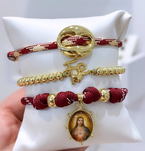 Braccialetto Artigianale Escapulario San Benito per Donne, Bracciale con Charm Dorato, Braccialetto Macramè alla Moda per Uomini, <span class=keywords><strong>Gioielli</strong></span> per Uso Quotidiano - Product Image 5