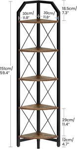 Étagère de rangement à cinq pans, étagère de présentation pour plantes, idéale pour la chambre, le salon, le bureau à domicile, style campagnard - Product Image 6