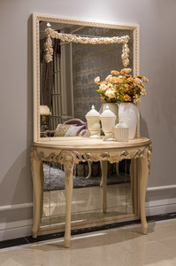 Francés elegante sala de estar hogar pintado a mano blanco muebles altos madera tallada pasillo <span class=keywords><strong>consola</strong></span> Mesa - Product Image 5