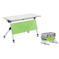 Table de formation pliante avec panneau de discrétion vert et roulettes à frein, plateau blanc, pour salle de formation, vente en gros directe usine