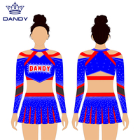 Uniformes de cheerleading personnalisés brillants pour adolescentes, uniforme de fille de l'équipe de cheerleading scolaire, robe uniforme pour femmes avec bleu vif