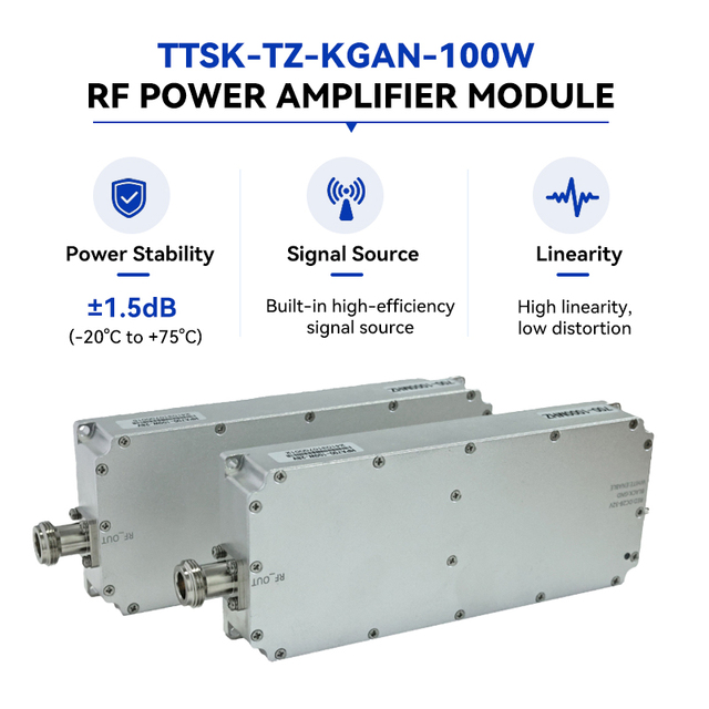 100~1020MHz 100W GaN RF Power Amplifier Module 50dBm Built-in High-efficiency Signal Generator N-Female for Anti Drone System