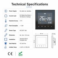 Sistema de Calefacción Termostática de Alta Precisión, Termostato de Habitación WiFi, Termostato Digital para Calefacción por Suelo Radiante con Programación Semanal