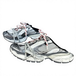 Zapatillas deportivas casuales transpirables de cuero genuino negro 3XL con cordones, estilo Balenciaga, tendencia de moda - Product Image 1