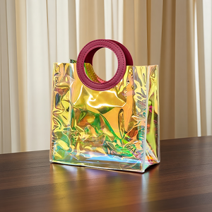 Holographic Laser Handbag Custom Pattern Transparent PVC Gift Bag Crossbody Jelly Bag Laser <b>Plastic</b> Shoulder Bag - Product Image 1