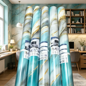 Pegatina de PVC Autoadhesiva Fácil de Instalar, con Diseño de Mármol, Antimoho, <span class=keywords><strong>para</strong></span> Decoración de Paredes en el Hogar, Sala de Estar y Dormitorio - Product Image 1