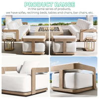 Ensemble de canapés de jardin en teck moderne, mobilier d'extérieur de luxe pour hôtel, canapé modulaire avec coussins, mobilier de salon extérieur, mobilier de patio, ensemble de canapés de jardin
