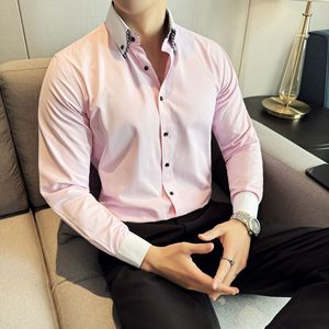เสื้อเชิ้ตแขนยาวผู้ชาย ปกคอพับ ติดกระดุม แขนเสื้อตัดสี สวมใส่สบายๆ สำหรับฤดูใบไม้ผลิ - Product Image 2