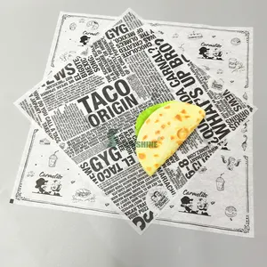 Impresión personalizada desechable Deli Sandwich Tacos hamburguesa cera a prueba de grasa alimentos hornear papel recubierto de silicona