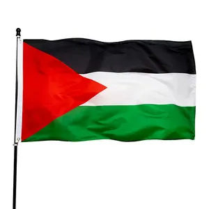 Grosir cetakan poliester bendera negara nasional bendera Palestina 3x5 kaki bendera Palestina