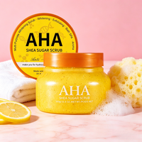 Gommage corporel exfoliant au sucre AHA, beurre de karité, hydratant, nettoyant en profondeur, rajeunissant la peau, vente en gros ODM OEM
