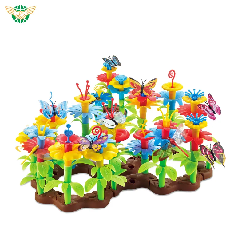 Kreative DIY-Blöcke Set Gartens pielzeug Kunststoff 152 Stück Blumengarten-Bausteine Spielzeug Farbbox Mädchen Natur