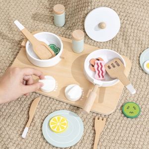 Juego de 18 Piezas de Ollas y Sartenes de Madera Realistas para Jugar a la Cocina, con Estufa de Juguete, Juego de Cocina para Niños Pequeños - Product Image 5