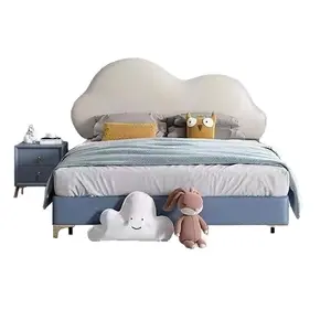 Solid Wood Children's Bed Cloud Bed Bedroom Soft Bag Backrest Adjustable Boy Little Girl Room Kids truck bed