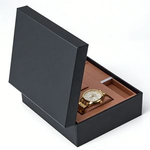 Boîte à montres pour femmes, boîte à bijoux minimaliste personnalisée en similicuir rigide, support à montre en velours, logo personnalisé, service OEM accepté - Product Image 2