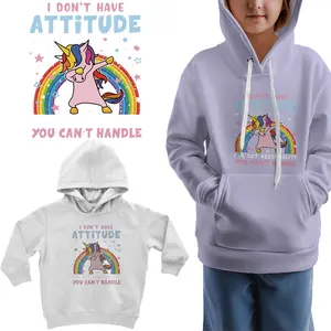 Colorful Cartoon Unicorn Iron on Transfer for Children Clothing Rainbow Dtf Transfers Ready to Press Heat Transfer Printing