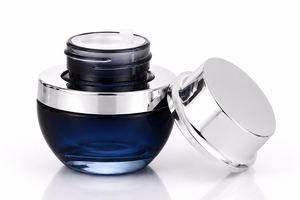 Pote de Creme Cosmético de Vidro Luxuoso de 20g, 30g, 50g, Embalagem Azul para Cuidados com a Pele, Tampa Prateada, Recipiente Vazio com Logotipo Personalizado para Creme Facial - Product Image 5
