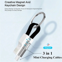 Kabel USB Mini Tipe C Magnetik 3 in 1 Portabel Multifungsi Gantungan Kunci Pengisian Daya Cepat