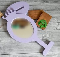 Miroir à main personnalisé en forme de couronne avec poignée en bois miroir décoratif moderne pour enfants princesse artisanat et miroir suspendu avec logo