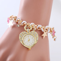 Montre-bracelet à quartz avec strass, motifs cœur, étoile, papillon, tortue, croix, pour usage quotidien, Zegarek Damski