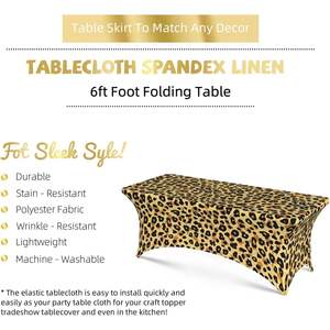 Mantel elástico con estampado de piel de leopardo Vintage, mantel de 4 pies resistente a las manchas con estampado personalizado para decoración del hogar para hoteles-MOQ 1 - Product Image 5