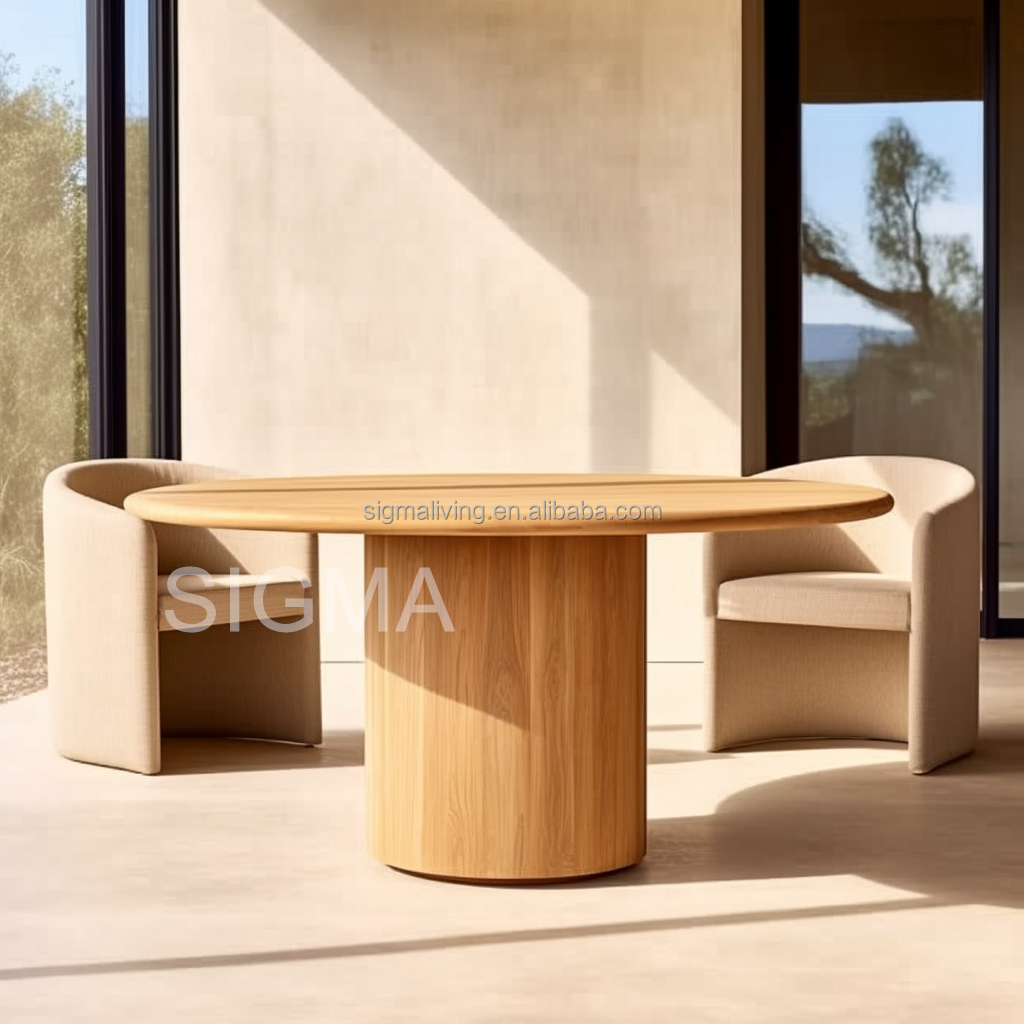 Luxury Exterior  Patio Set Furniture Solid Teak Wood Table And Chair Set Round Dining Tables