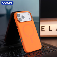 VAWI S009 Coque de téléphone magnétique en silicone liquide avec cadre métallique pour objectif, vente en gros pour iPhone 17 Pro Max, coque magnétique en silicone pour 14-17