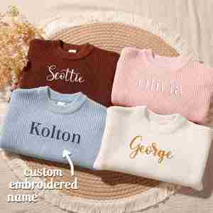 Sweat-shirt à col rond respirant en coton pour enfants, cadeau personnalisé pour baby shower ou baptême - Product Image 5