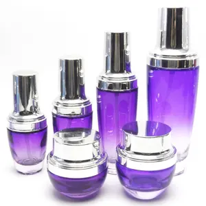 Benutzer definierte 15ml 30ml 50ml 100ml 120ml Luxus Kosmetik verpackung lila Glas Pump Lotion Flasche mit Tropfer Pump Cap GB-239B