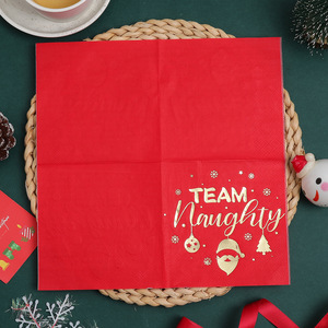 Cross-border Christmas party napkin creative hot foil stamping <b>set</b>, <b>square</b> paper decoration, disposable paper napkin wholesale - Product Image 2