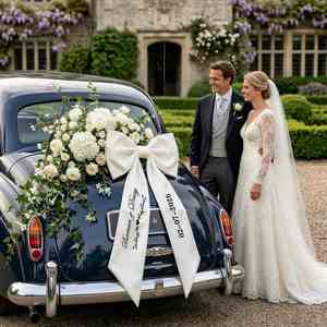 Customized Romantic Wedding <b>Car</b> Decorations <b>Bow</b>, Personalized Large Ribbon <b>Bow</b> for Wedding Photo Props, Ceremony, Party Favors - Product Image 3